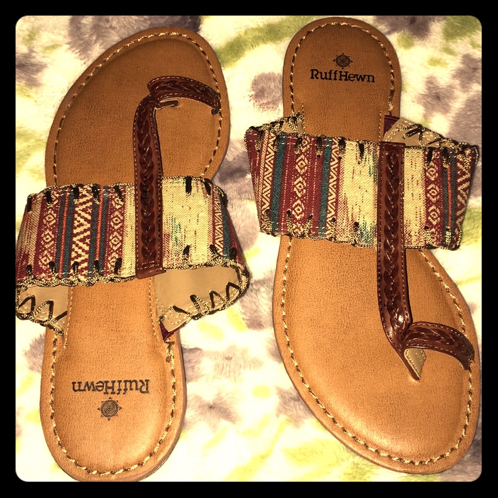 Striped rustic flip flops